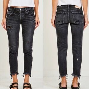 Moussy Charcoal Distressed Ankle Jeans